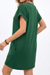 Willluxe® Casual Loose Crew Neck T-Shirt Dress With Pockets