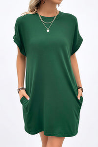 Willluxe® Casual Loose Crew Neck T-Shirt Dress With Pockets