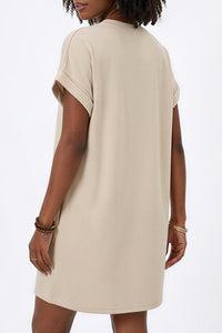 Willluxe® Casual Loose Crew Neck T-Shirt Dress With Pockets