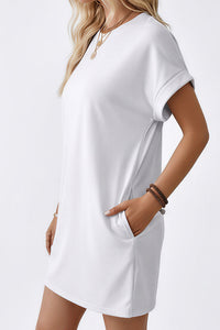 Willluxe® Casual Loose Crew Neck T-Shirt Dress With Pockets