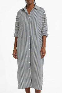 Willluxe® Oversized Striped Maxi Shirt Dress