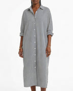 Willluxe® Oversized Striped Maxi Shirt Dress
