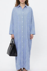 Willluxe® Oversized Striped Maxi Shirt Dress