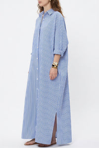 Willluxe® Oversized Striped Maxi Shirt Dress