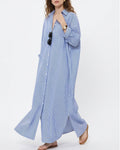 Willluxe® Oversized Striped Maxi Shirt Dress