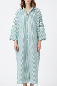 Willluxe® Oversized Striped Maxi Shirt Dress