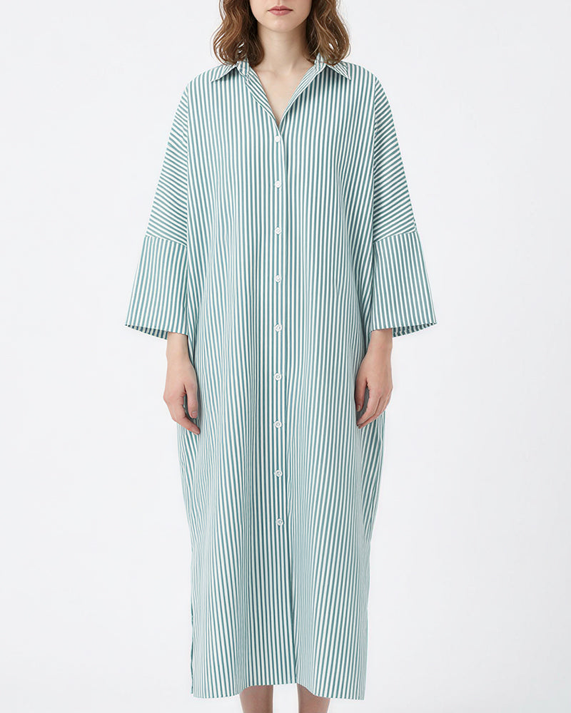 Willluxe® Oversized Striped Maxi Shirt Dress