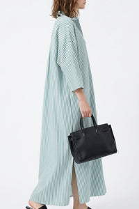 Willluxe® Oversized Striped Maxi Shirt Dress