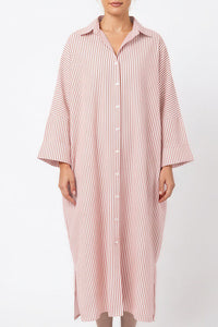 Willluxe® Oversized Striped Maxi Shirt Dress