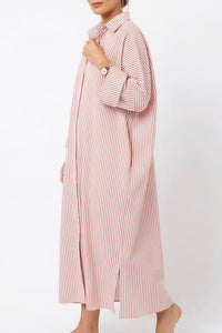 Willluxe® Oversized Striped Maxi Shirt Dress