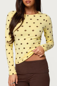 Willluxe® Retro Polka Dot Slim Fit Long Sleeve Top