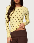 Willluxe® Retro Polka Dot Slim Fit Long Sleeve Top