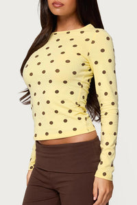 Willluxe® Retro Polka Dot Slim Fit Long Sleeve Top