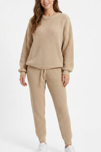 Willluxe® Ribbed Knit Two-Piece Sweater and Pant Set