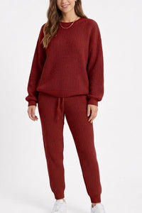 Willluxe® Ribbed Knit Two-Piece Sweater and Pant Set