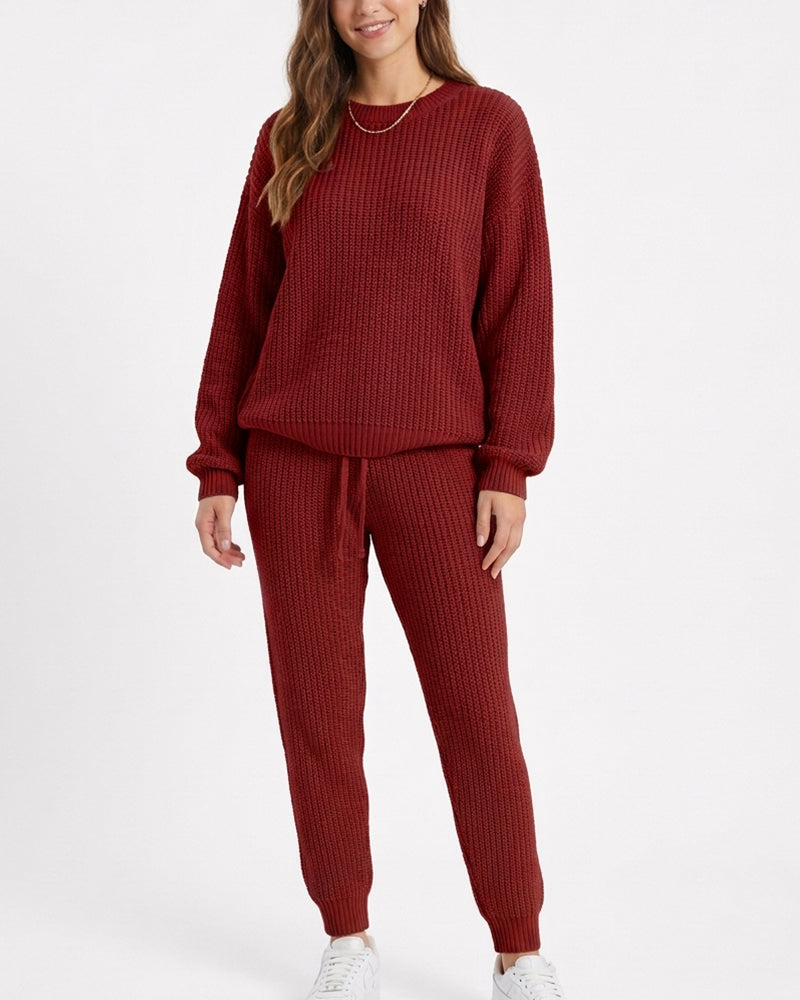 Willluxe® Ribbed Knit Two-Piece Sweater and Pant Set
