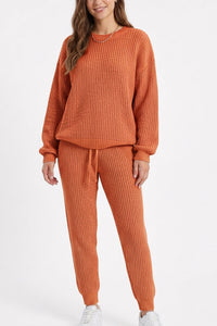 Willluxe® Ribbed Knit Two-Piece Sweater and Pant Set