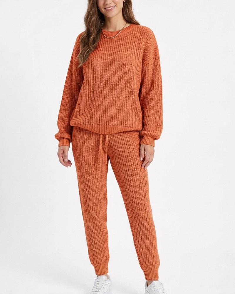 Willluxe® Ribbed Knit Two-Piece Sweater and Pant Set