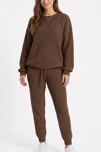 Willluxe® Ribbed Knit Two-Piece Sweater and Pant Set