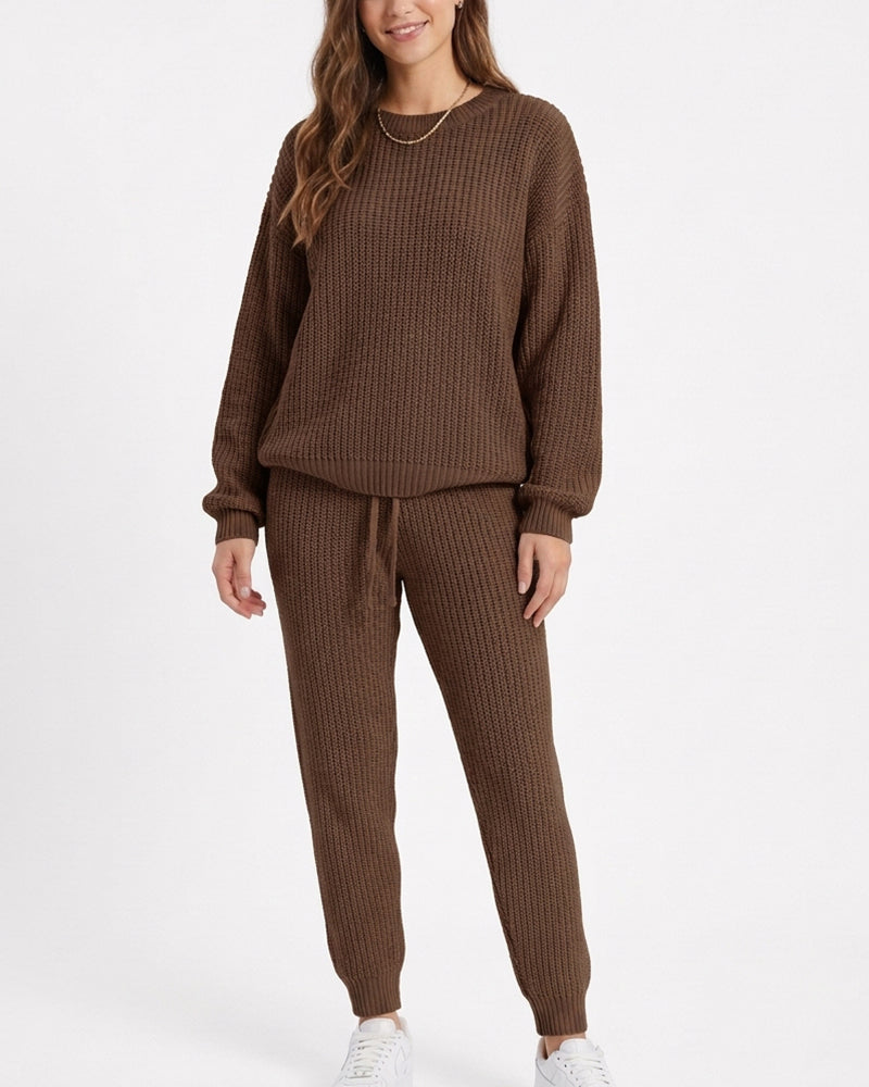 Willluxe® Ribbed Knit Two-Piece Sweater and Pant Set
