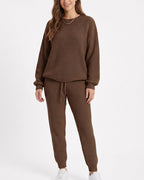 Willluxe® Ribbed Knit Two-Piece Sweater and Pant Set