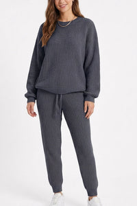 Willluxe® Ribbed Knit Two-Piece Sweater and Pant Set