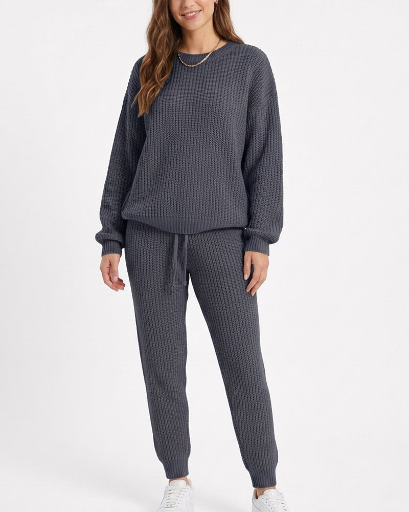 Willluxe® Ribbed Knit Two-Piece Sweater and Pant Set
