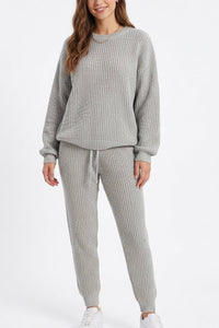 Willluxe® Ribbed Knit Two-Piece Sweater and Pant Set
