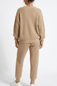 Willluxe® Ribbed Knit Two-Piece Sweater and Pant Set