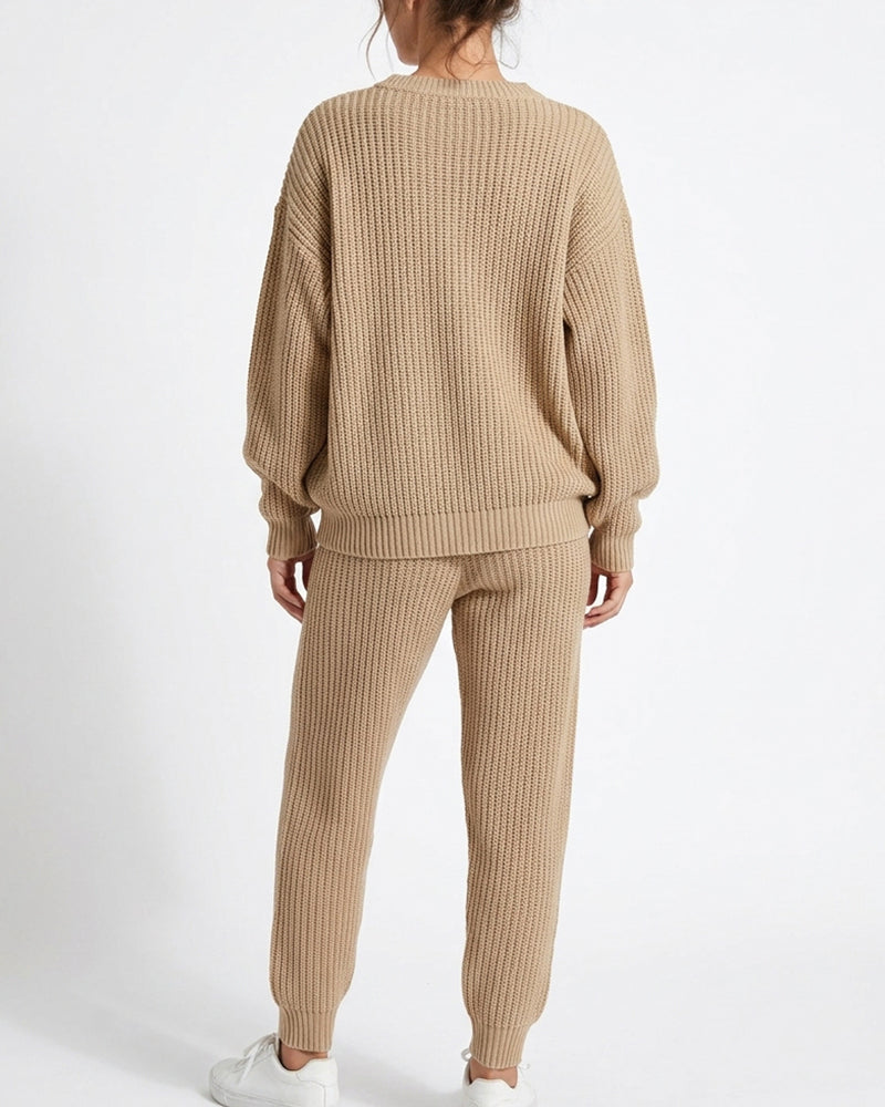 Willluxe® Ribbed Knit Two-Piece Sweater and Pant Set