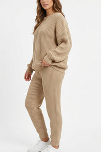 Willluxe® Ribbed Knit Two-Piece Sweater and Pant Set
