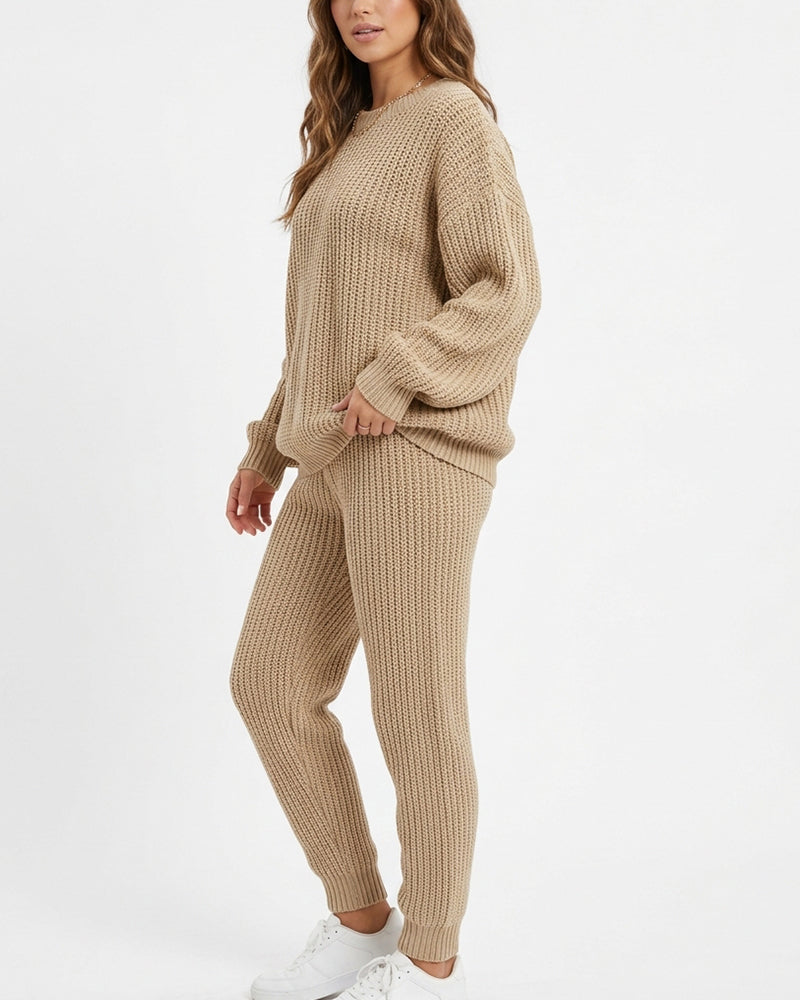Willluxe® Ribbed Knit Two-Piece Sweater and Pant Set