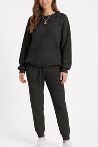 Willluxe® Ribbed Knit Two-Piece Sweater and Pant Set