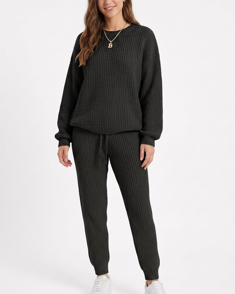 Willluxe® Ribbed Knit Two-Piece Sweater and Pant Set