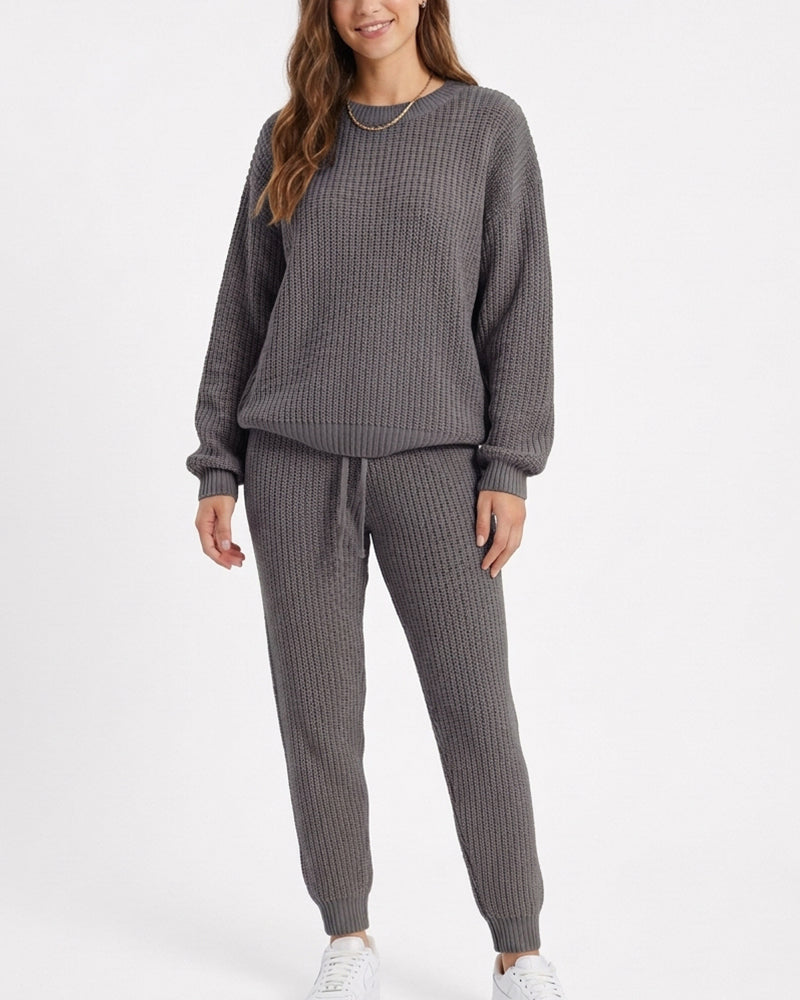 Willluxe® Ribbed Knit Two-Piece Sweater and Pant Set
