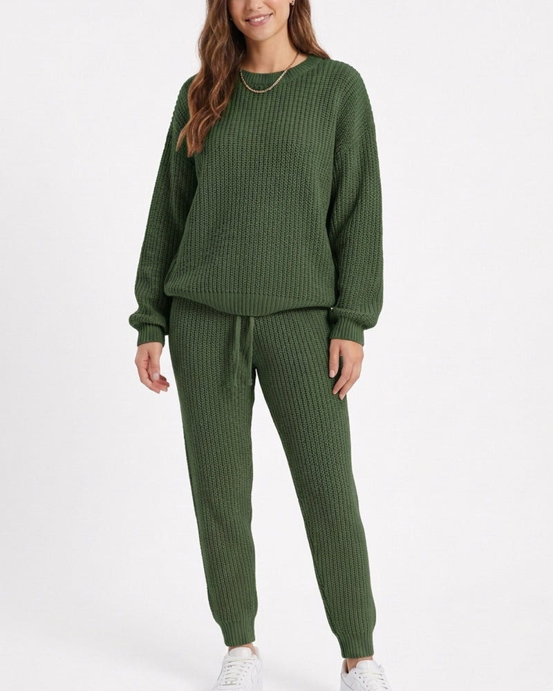 Willluxe® Ribbed Knit Two-Piece Sweater and Pant Set