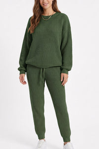 Willluxe® Ribbed Knit Two-Piece Sweater and Pant Set