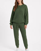 Willluxe® Ribbed Knit Two-Piece Sweater and Pant Set