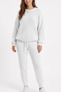 Willluxe® Ribbed Knit Two-Piece Sweater and Pant Set