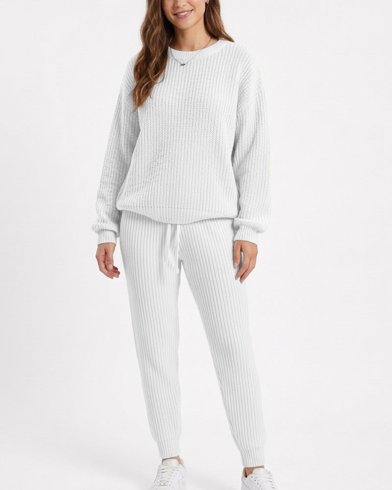 Willluxe® Ribbed Knit Two-Piece Sweater and Pant Set