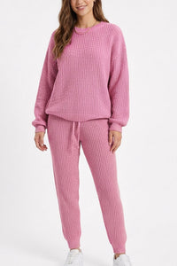Willluxe® Ribbed Knit Two-Piece Sweater and Pant Set