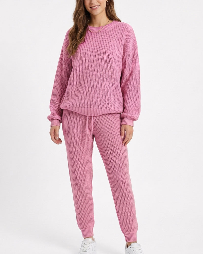 Willluxe® Ribbed Knit Two-Piece Sweater and Pant Set