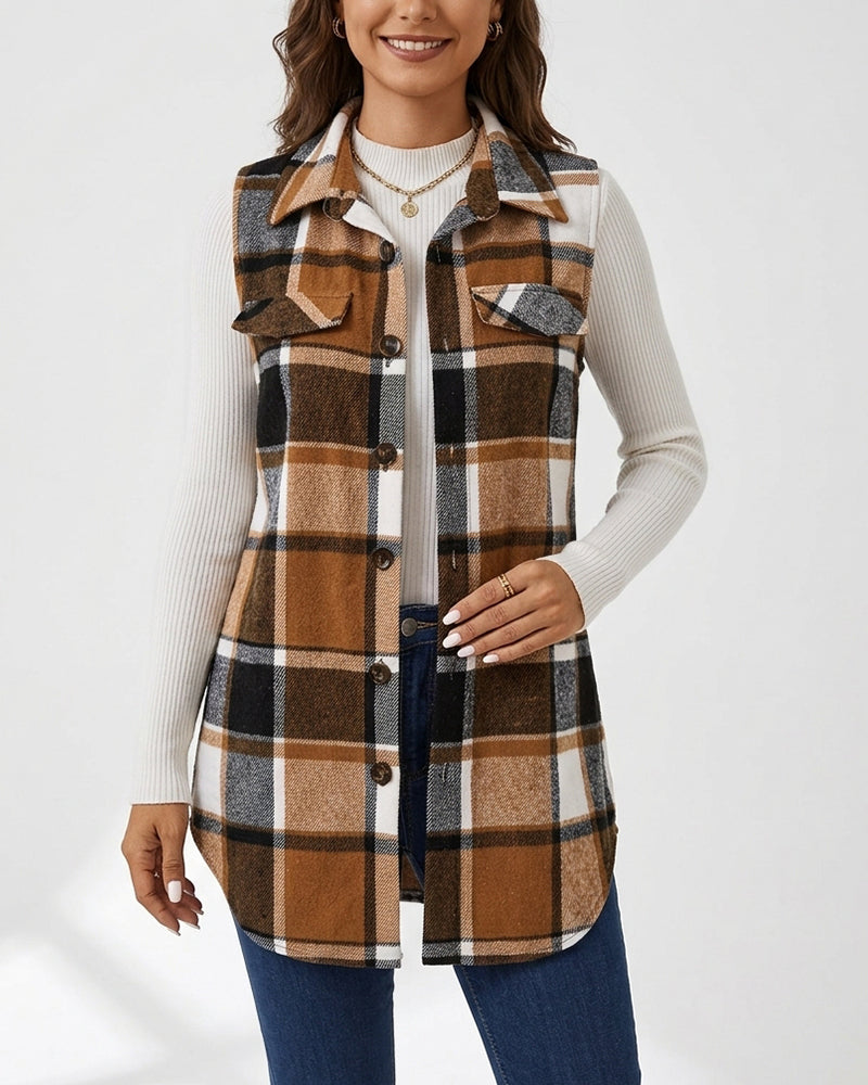 Willluxe® Casual Plaid Button-Down Vest