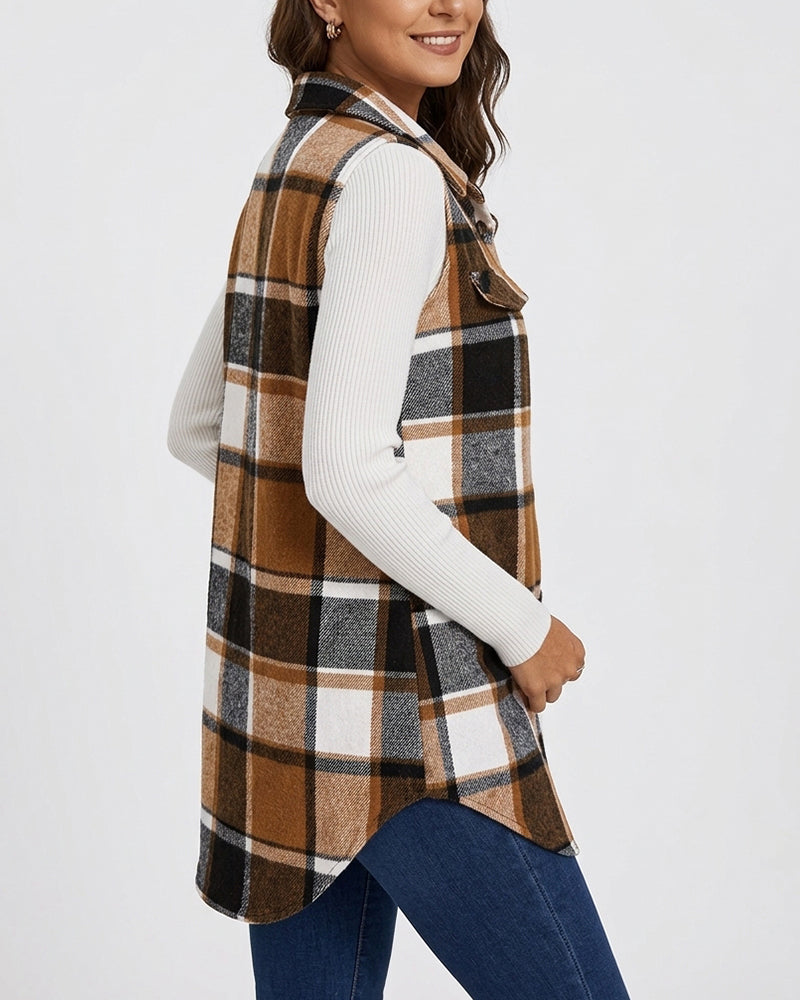 Willluxe® Casual Plaid Button-Down Vest