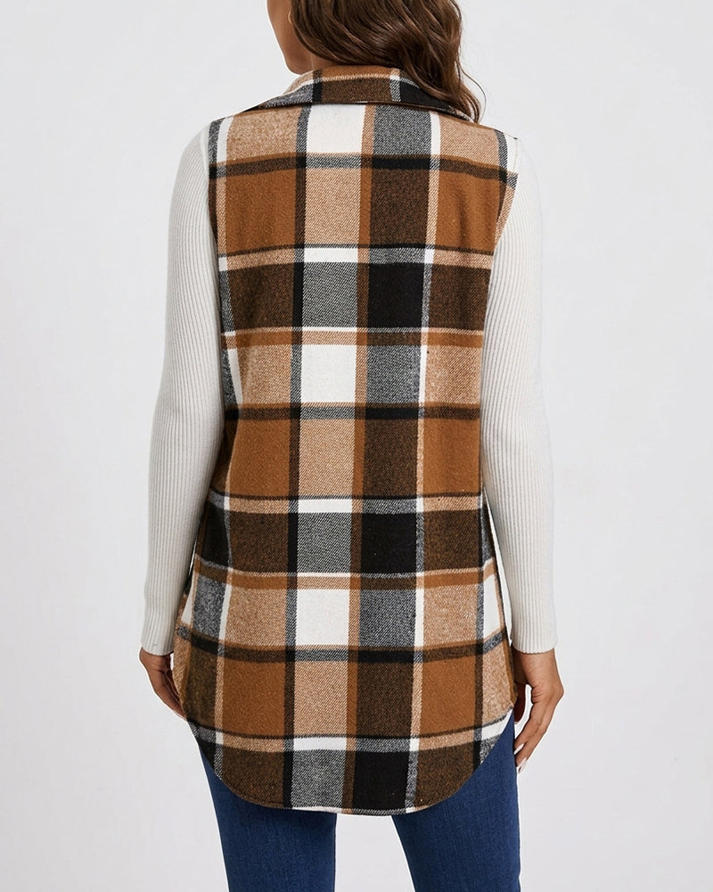 Willluxe® Casual Plaid Button-Down Vest