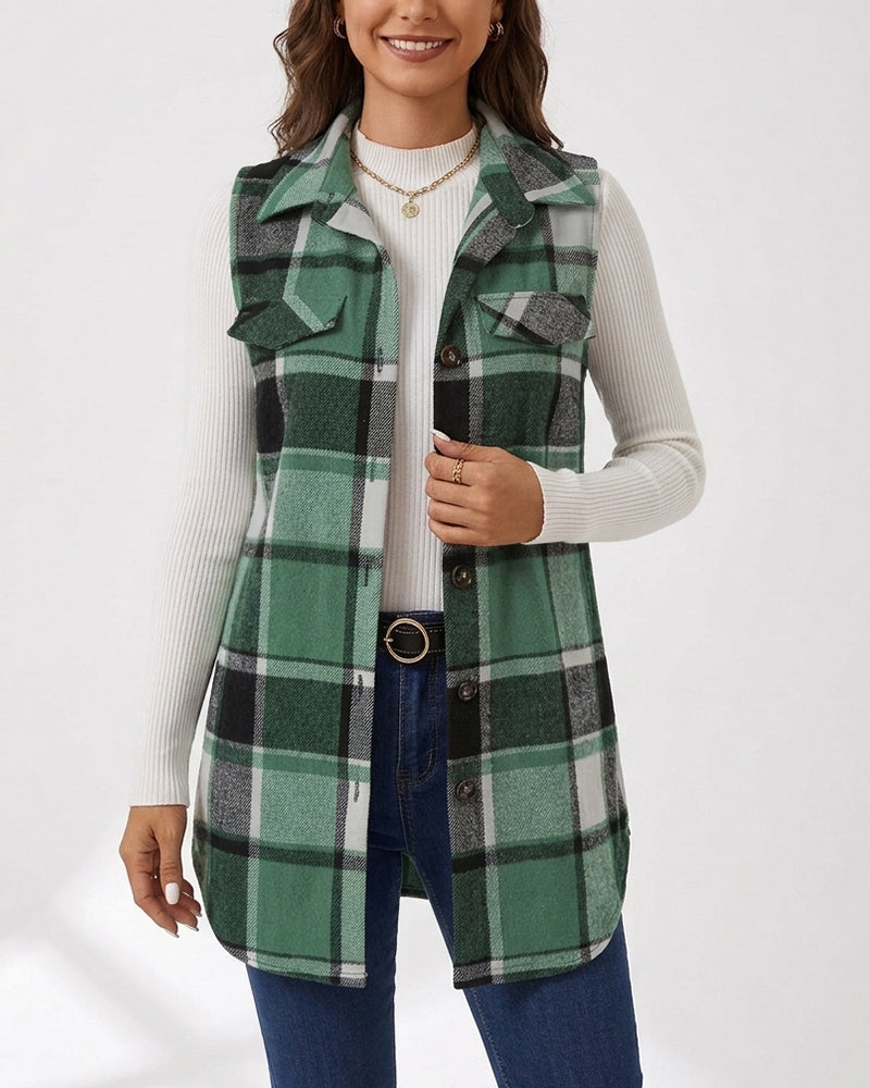 Willluxe® Casual Plaid Button-Down Vest