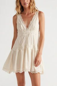 Willluxe® Romantic Lace Trim Babydoll Dress