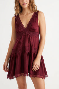 Willluxe® Romantic Lace Trim Babydoll Dress
