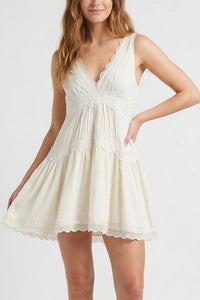 Willluxe® Romantic Lace Trim Babydoll Dress