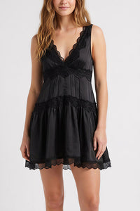 Willluxe® Romantic Lace Trim Babydoll Dress